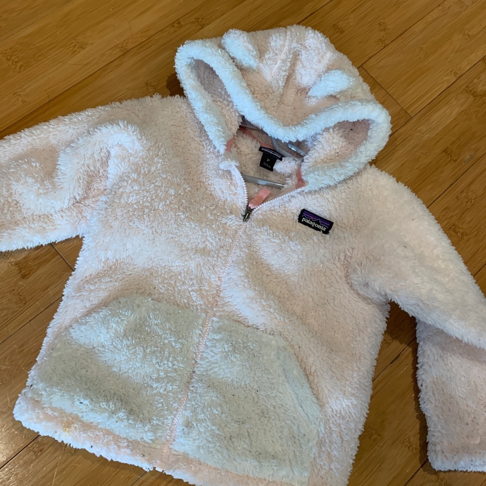 3T girls Patagonia fleece coat in light pink